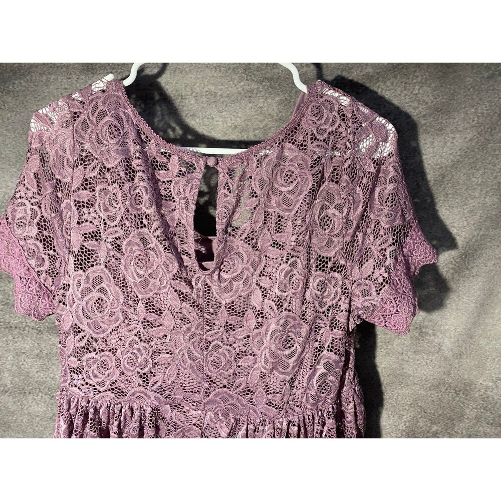 Torrid Dress 10 00 M/L Purple Rose Lace V-Neck Keyhole Mini Skater NWT New - Picture 9 of 12